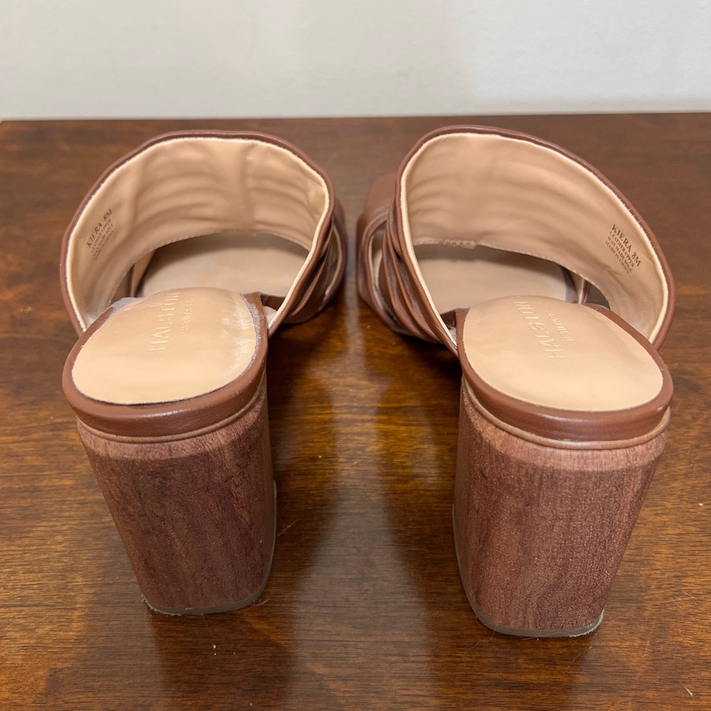 Halston Heritage Kiera brown leather pleated sandals size 8 - Picture 8 of 15